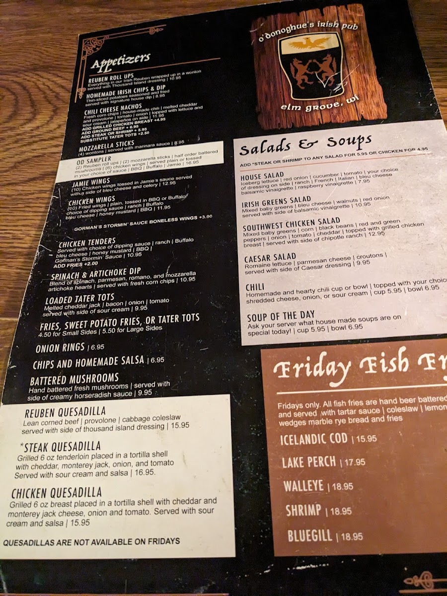 O'Donoghue's Irish Pub Menu - Image 2