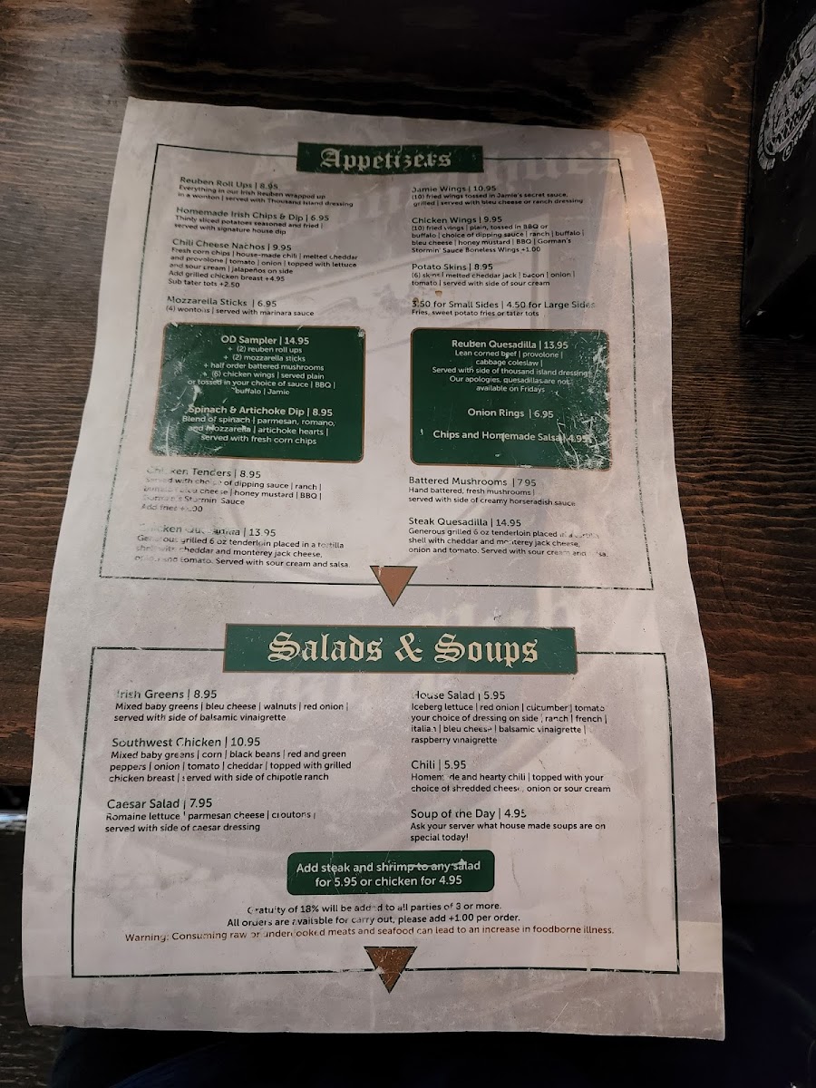 O'Donoghue's Irish Pub Menu - Image 3